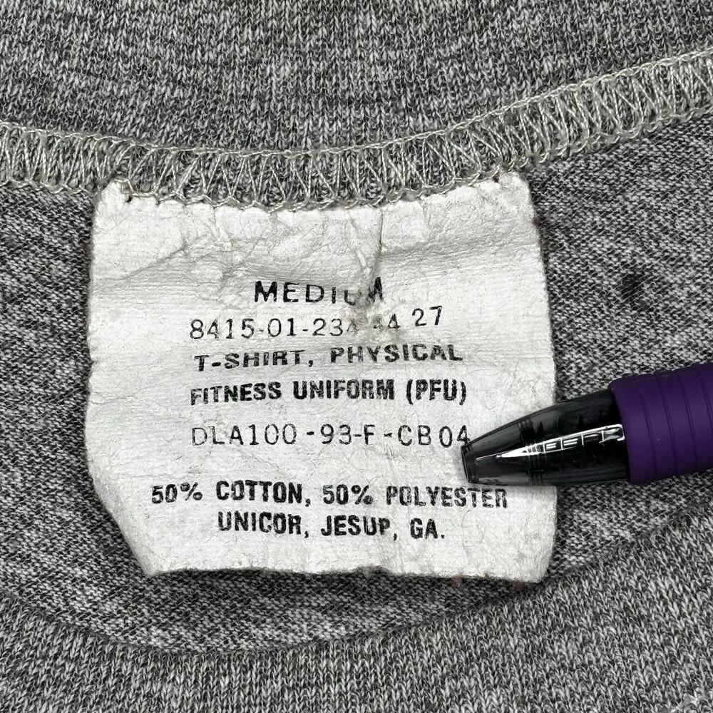 Vintage US Army Shirt Men's Medium Gray US Military Issue PT Shirt Fitness - Picture 2 of 7